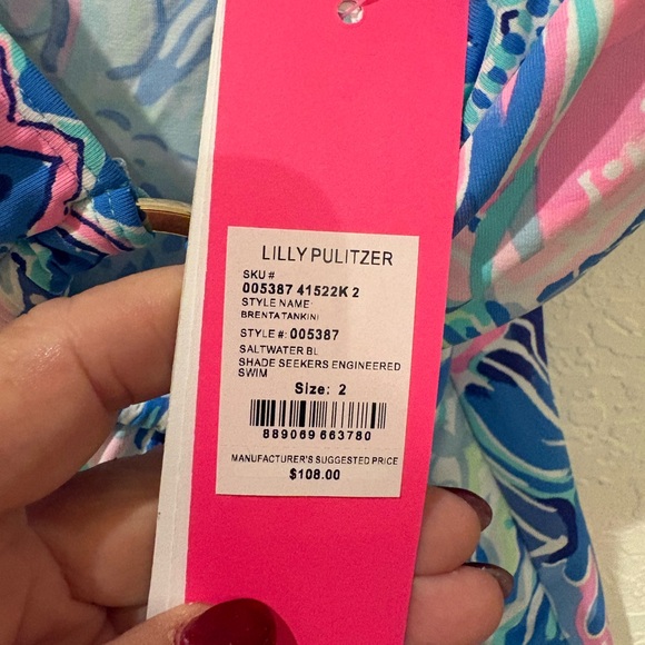 Lilly Pulitzer Blue and Pink Tankani top - Picture 3 of 4